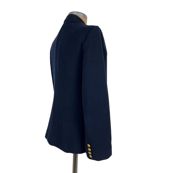 Evan Picone Petites 100% Wool Blazer Dark Navy Blue Jacket Authentic Vintage Uni - Picture 5 of 13